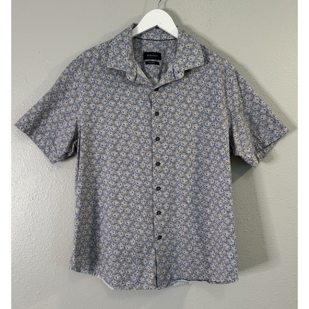 Bugatchi OoohCotton Tech 8 Way Stretch Floral Button Up Shirt XL Performance